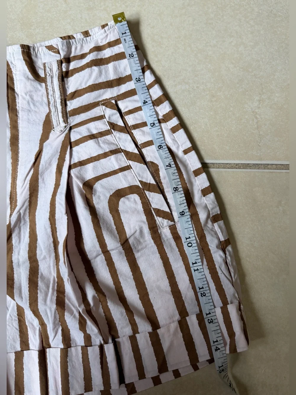 Mango MNG Women's High Waist Abstract Geometric Print Cotton Shorts Size US 2